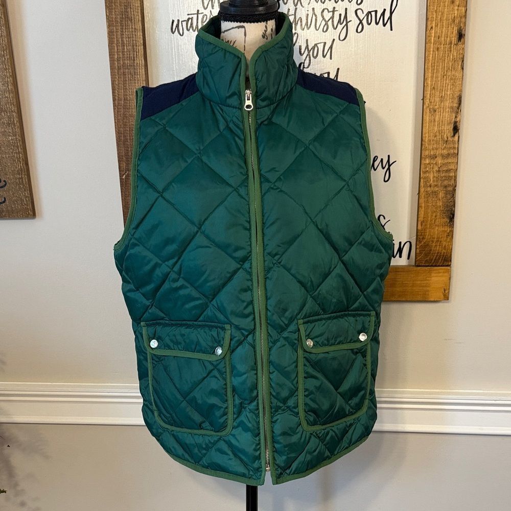 Lauren James Preptec quilted puffer vest in green and navy